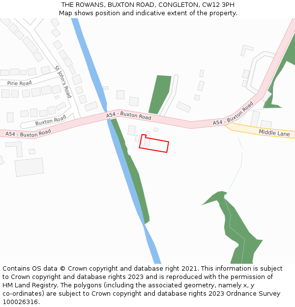 THE ROWANS, BUXTON ROAD, CONGLETON, CW12 3PH: Location map and indicative extent of plot