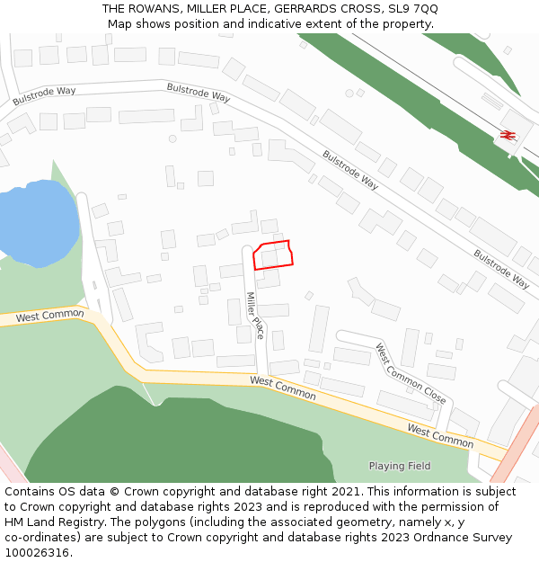 THE ROWANS, MILLER PLACE, GERRARDS CROSS, SL9 7QQ: Location map and indicative extent of plot