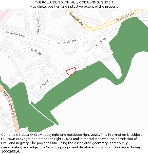 THE ROWANS, SOUTH HILL, GODALMING, GU7 1JT: Location map and indicative extent of plot