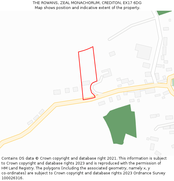 THE ROWANS, ZEAL MONACHORUM, CREDITON, EX17 6DG: Location map and indicative extent of plot