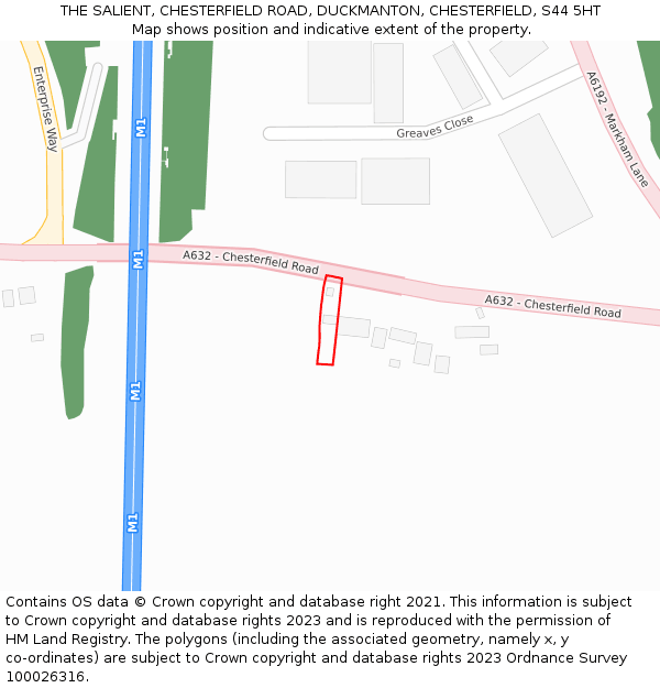 THE SALIENT, CHESTERFIELD ROAD, DUCKMANTON, CHESTERFIELD, S44 5HT: Location map and indicative extent of plot