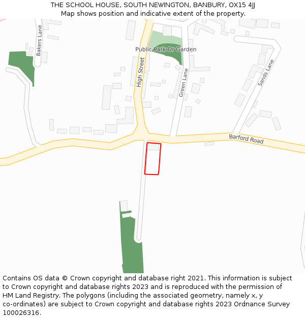 THE SCHOOL HOUSE, SOUTH NEWINGTON, BANBURY, OX15 4JJ: Location map and indicative extent of plot