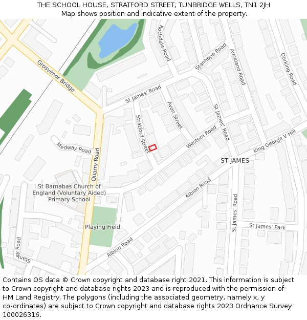 THE SCHOOL HOUSE, STRATFORD STREET, TUNBRIDGE WELLS, TN1 2JH: Location map and indicative extent of plot