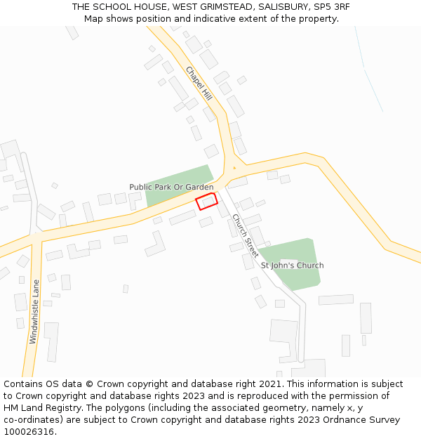 THE SCHOOL HOUSE, WEST GRIMSTEAD, SALISBURY, SP5 3RF: Location map and indicative extent of plot