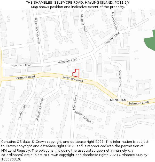 THE SHAMBLES, SELSMORE ROAD, HAYLING ISLAND, PO11 9JY: Location map and indicative extent of plot