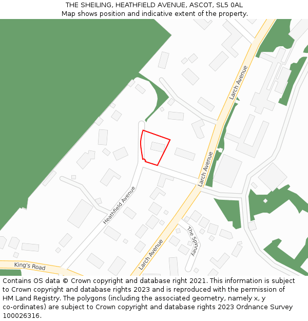 THE SHEILING, HEATHFIELD AVENUE, ASCOT, SL5 0AL: Location map and indicative extent of plot