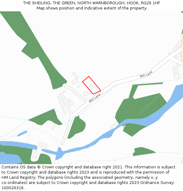 THE SHEILING, THE GREEN, NORTH WARNBOROUGH, HOOK, RG29 1HF: Location map and indicative extent of plot