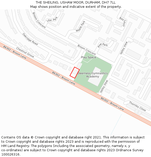 THE SHEILING, USHAW MOOR, DURHAM, DH7 7LL: Location map and indicative extent of plot