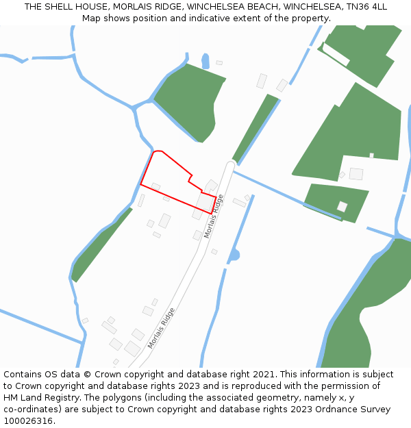 THE SHELL HOUSE, MORLAIS RIDGE, WINCHELSEA BEACH, WINCHELSEA, TN36 4LL: Location map and indicative extent of plot