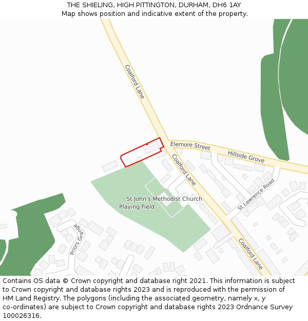 THE SHIELING, HIGH PITTINGTON, DURHAM, DH6 1AY: Location map and indicative extent of plot
