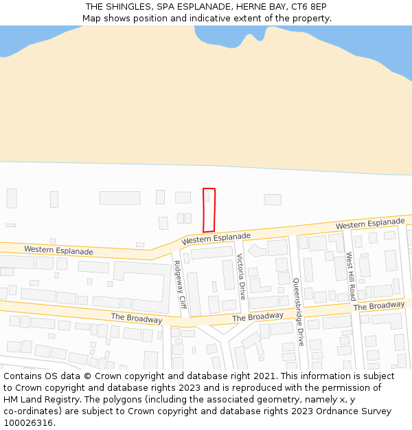 THE SHINGLES, SPA ESPLANADE, HERNE BAY, CT6 8EP: Location map and indicative extent of plot