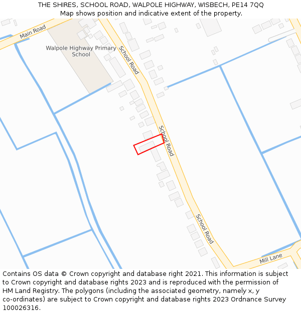 THE SHIRES, SCHOOL ROAD, WALPOLE HIGHWAY, WISBECH, PE14 7QQ: Location map and indicative extent of plot