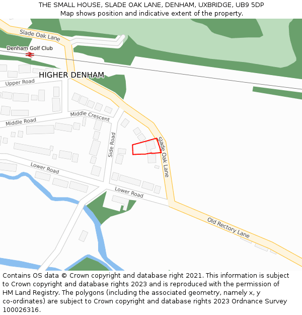 THE SMALL HOUSE, SLADE OAK LANE, DENHAM, UXBRIDGE, UB9 5DP: Location map and indicative extent of plot