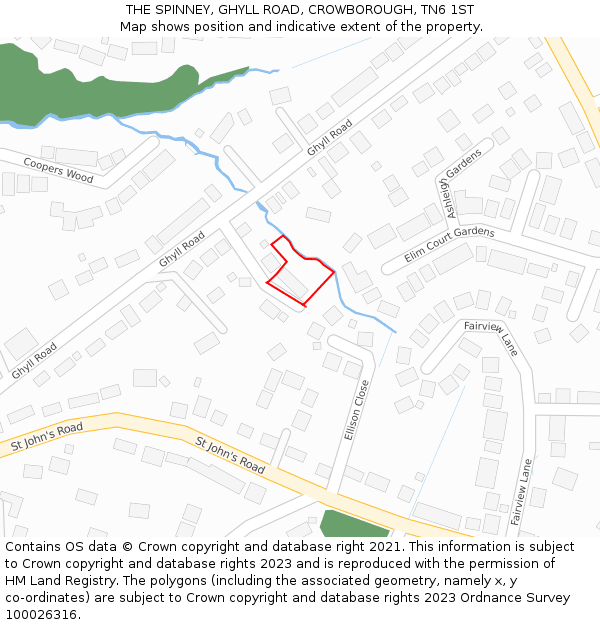 THE SPINNEY, GHYLL ROAD, CROWBOROUGH, TN6 1ST: Location map and indicative extent of plot