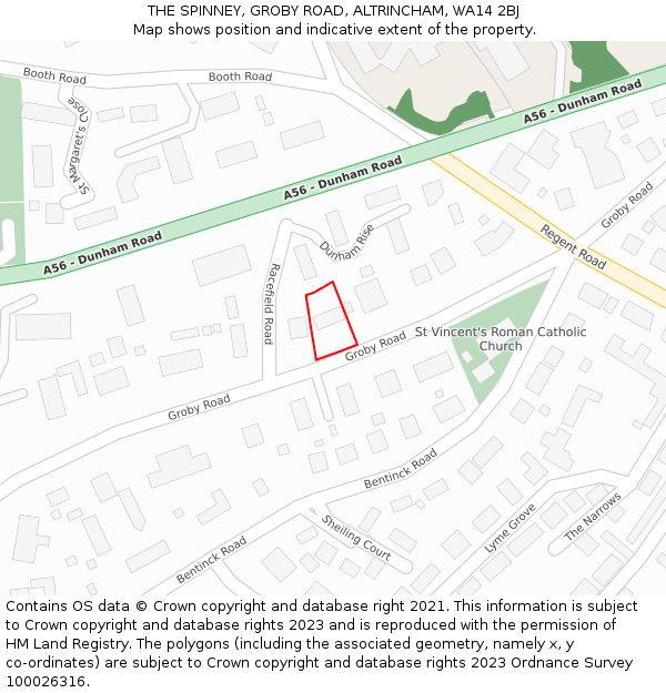 THE SPINNEY, GROBY ROAD, ALTRINCHAM, WA14 2BJ: Location map and indicative extent of plot