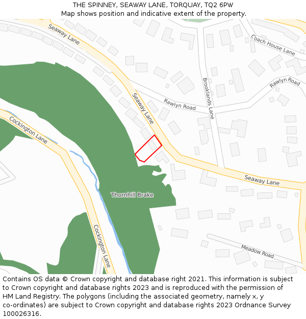 THE SPINNEY, SEAWAY LANE, TORQUAY, TQ2 6PW: Location map and indicative extent of plot
