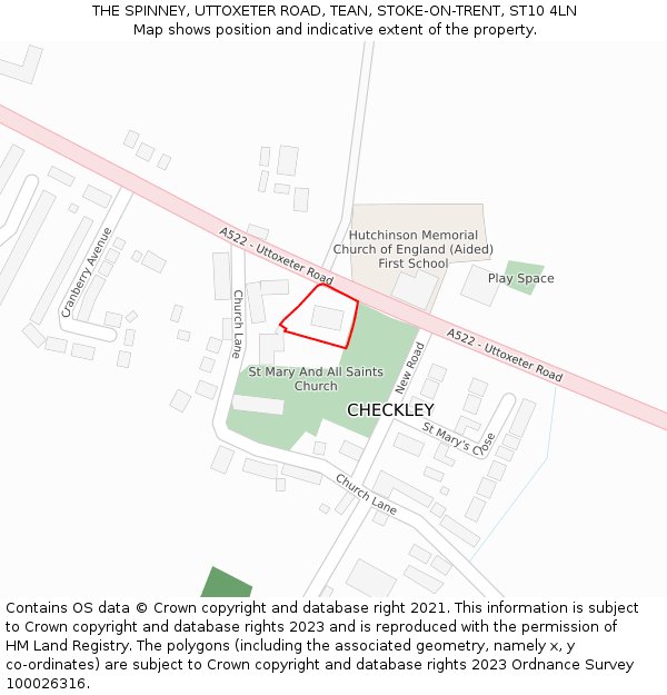 THE SPINNEY, UTTOXETER ROAD, TEAN, STOKE-ON-TRENT, ST10 4LN: Location map and indicative extent of plot