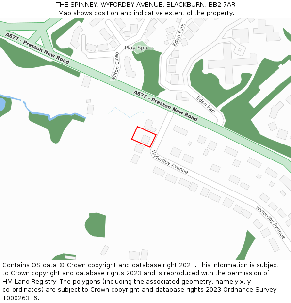 THE SPINNEY, WYFORDBY AVENUE, BLACKBURN, BB2 7AR: Location map and indicative extent of plot