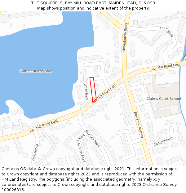 THE SQUIRRELS, RAY MILL ROAD EAST, MAIDENHEAD, SL6 8SR: Location map and indicative extent of plot
