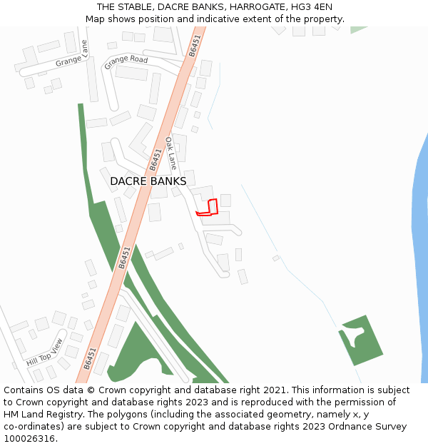 THE STABLE, DACRE BANKS, HARROGATE, HG3 4EN: Location map and indicative extent of plot