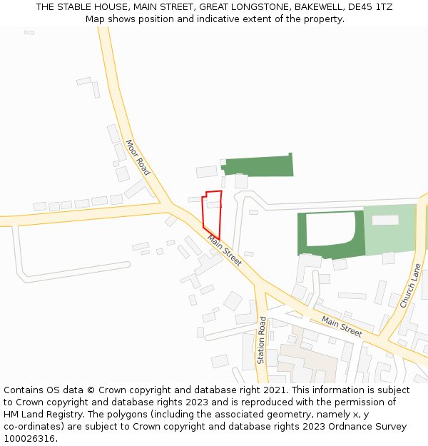 THE STABLE HOUSE, MAIN STREET, GREAT LONGSTONE, BAKEWELL, DE45 1TZ: Location map and indicative extent of plot
