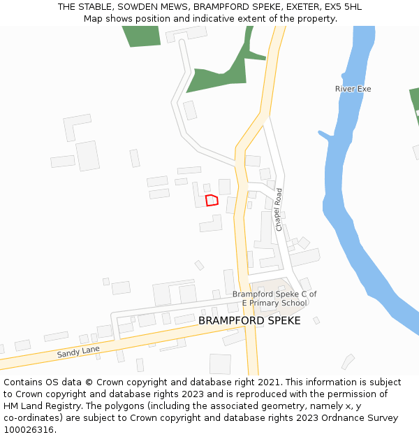 THE STABLE, SOWDEN MEWS, BRAMPFORD SPEKE, EXETER, EX5 5HL: Location map and indicative extent of plot