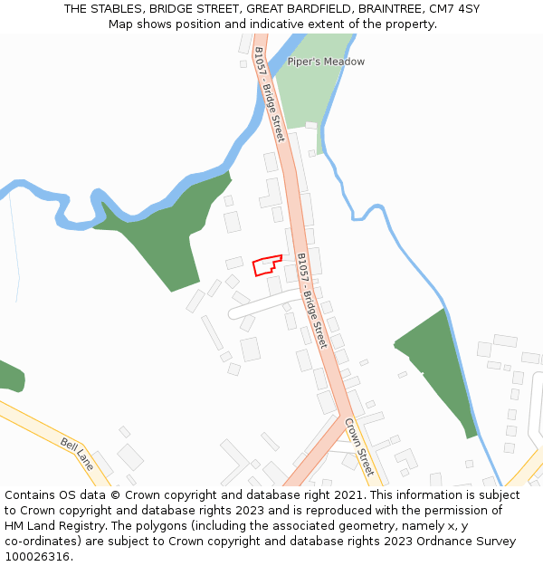 THE STABLES, BRIDGE STREET, GREAT BARDFIELD, BRAINTREE, CM7 4SY: Location map and indicative extent of plot