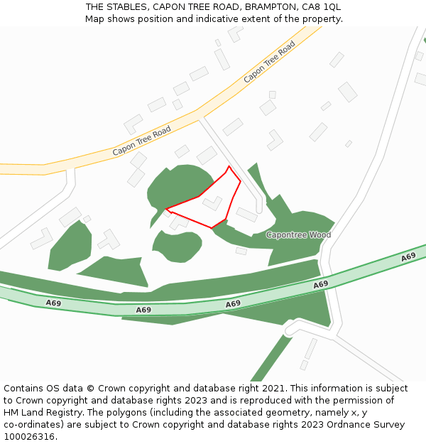 THE STABLES, CAPON TREE ROAD, BRAMPTON, CA8 1QL: Location map and indicative extent of plot