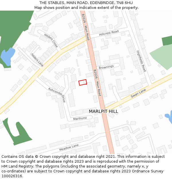 THE STABLES, MAIN ROAD, EDENBRIDGE, TN8 6HU: Location map and indicative extent of plot