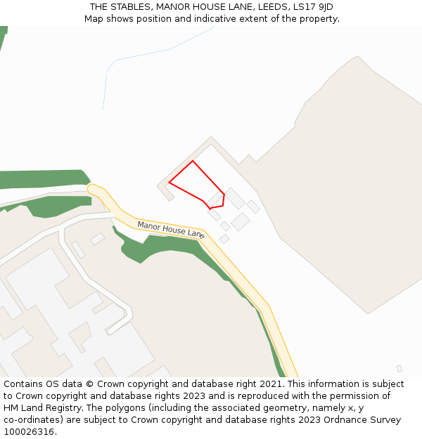 THE STABLES, MANOR HOUSE LANE, LEEDS, LS17 9JD: Location map and indicative extent of plot
