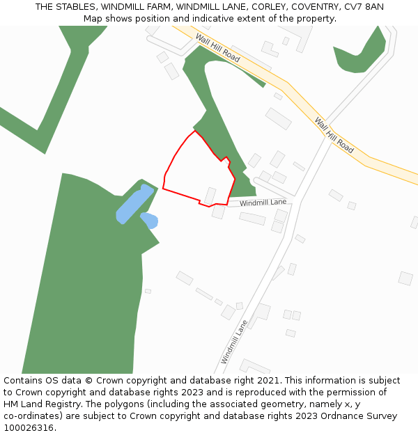 THE STABLES, WINDMILL FARM, WINDMILL LANE, CORLEY, COVENTRY, CV7 8AN: Location map and indicative extent of plot