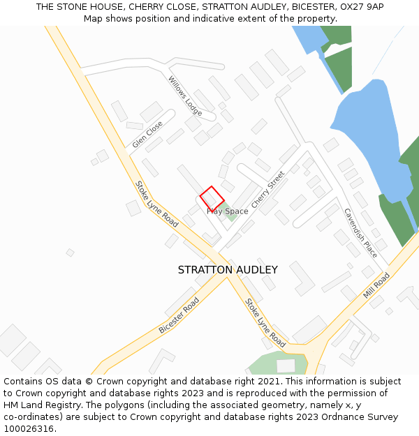 THE STONE HOUSE, CHERRY CLOSE, STRATTON AUDLEY, BICESTER, OX27 9AP: Location map and indicative extent of plot