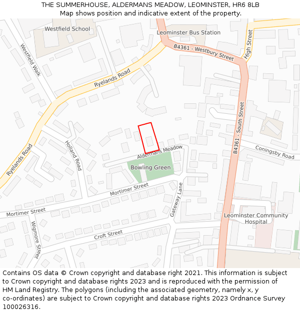 THE SUMMERHOUSE, ALDERMANS MEADOW, LEOMINSTER, HR6 8LB: Location map and indicative extent of plot