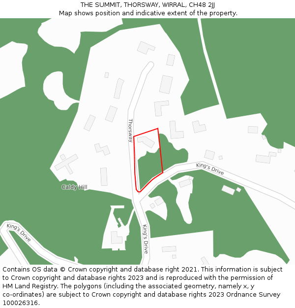 THE SUMMIT, THORSWAY, WIRRAL, CH48 2JJ: Location map and indicative extent of plot