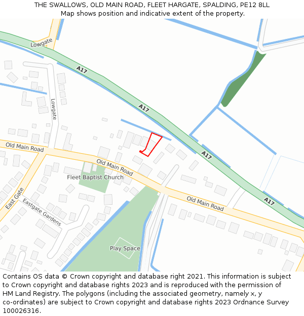 THE SWALLOWS, OLD MAIN ROAD, FLEET HARGATE, SPALDING, PE12 8LL: Location map and indicative extent of plot