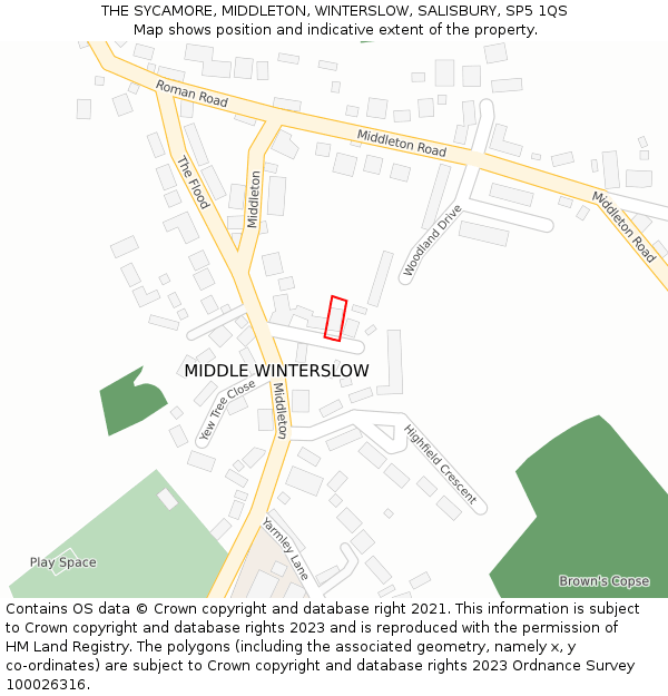 THE SYCAMORE, MIDDLETON, WINTERSLOW, SALISBURY, SP5 1QS: Location map and indicative extent of plot