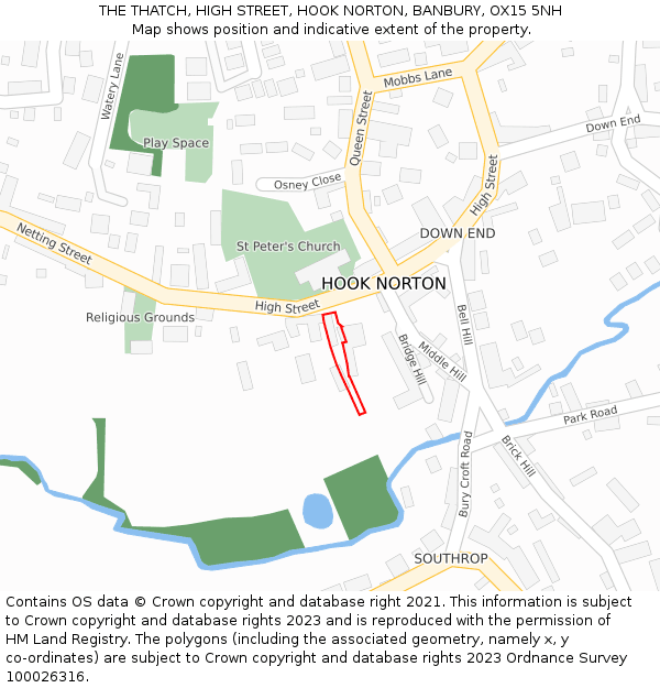 THE THATCH, HIGH STREET, HOOK NORTON, BANBURY, OX15 5NH: Location map and indicative extent of plot