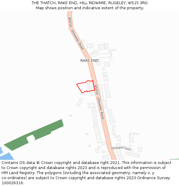 THE THATCH, RAKE END, HILL RIDWARE, RUGELEY, WS15 3RG: Location map and indicative extent of plot