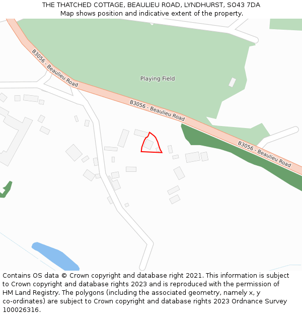 THE THATCHED COTTAGE, BEAULIEU ROAD, LYNDHURST, SO43 7DA: Location map and indicative extent of plot