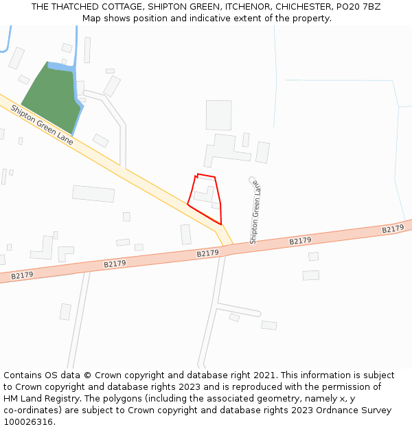 THE THATCHED COTTAGE, SHIPTON GREEN, ITCHENOR, CHICHESTER, PO20 7BZ: Location map and indicative extent of plot