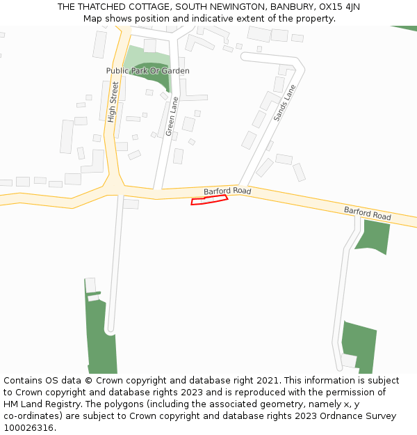 THE THATCHED COTTAGE, SOUTH NEWINGTON, BANBURY, OX15 4JN: Location map and indicative extent of plot