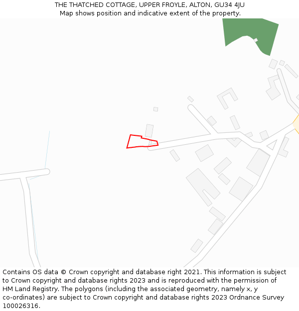 THE THATCHED COTTAGE, UPPER FROYLE, ALTON, GU34 4JU: Location map and indicative extent of plot