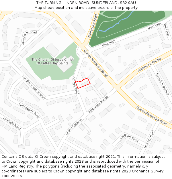 THE TURNING, LINDEN ROAD, SUNDERLAND, SR2 9AU: Location map and indicative extent of plot