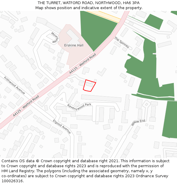 THE TURRET, WATFORD ROAD, NORTHWOOD, HA6 3PA: Location map and indicative extent of plot