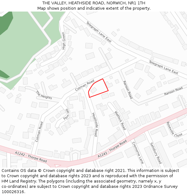 THE VALLEY, HEATHSIDE ROAD, NORWICH, NR1 1TH: Location map and indicative extent of plot