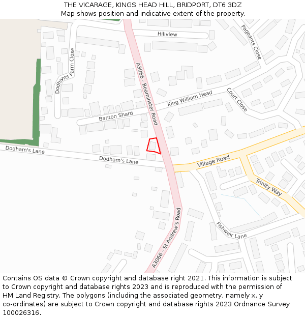 THE VICARAGE, KINGS HEAD HILL, BRIDPORT, DT6 3DZ: Location map and indicative extent of plot