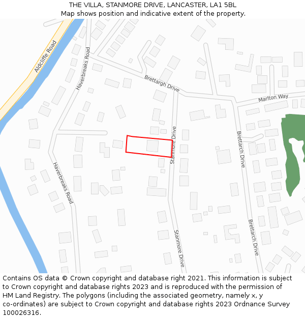 THE VILLA, STANMORE DRIVE, LANCASTER, LA1 5BL: Location map and indicative extent of plot