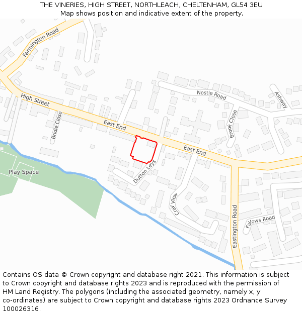 THE VINERIES, HIGH STREET, NORTHLEACH, CHELTENHAM, GL54 3EU: Location map and indicative extent of plot