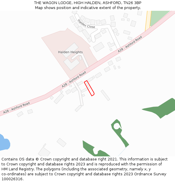 THE WAGON LODGE, HIGH HALDEN, ASHFORD, TN26 3BP: Location map and indicative extent of plot