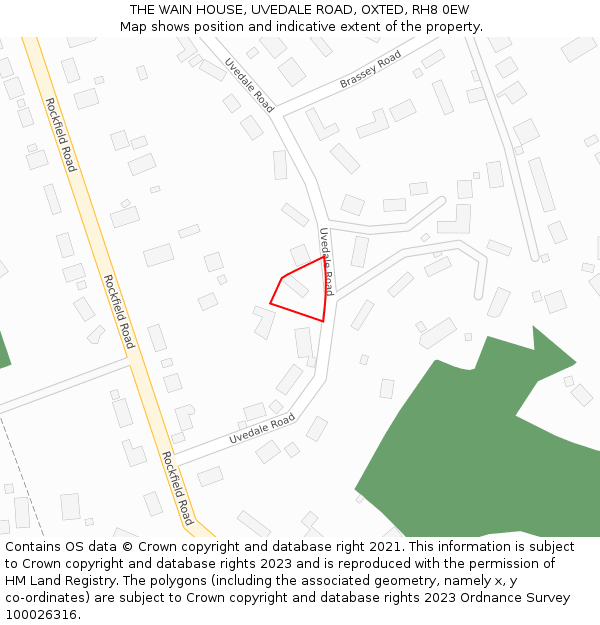 THE WAIN HOUSE, UVEDALE ROAD, OXTED, RH8 0EW: Location map and indicative extent of plot